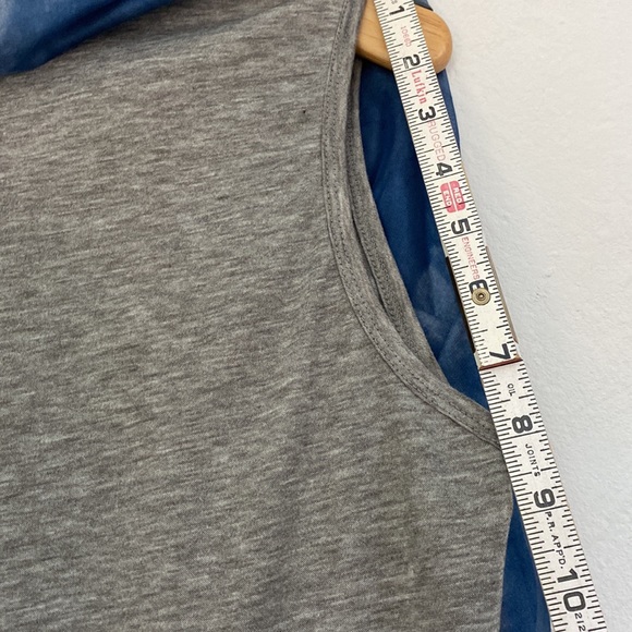 Patrizia Luca Milano Shirt Blue Watercolor Sheer Top Size L - Picture 16 of 17